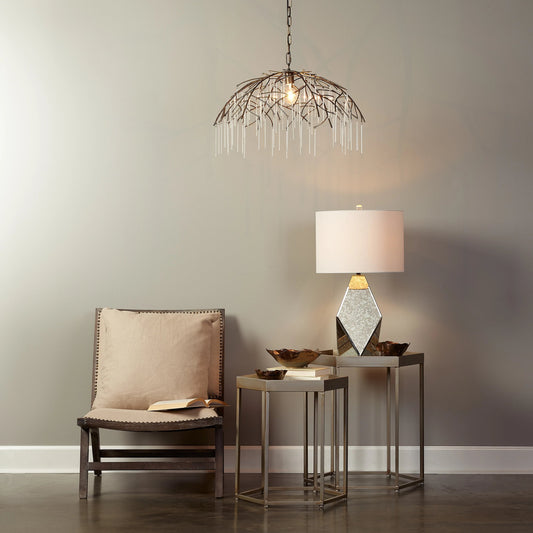 Vine Pendant by The Livingston Collection in antique brass. Made from metal in a modern style.