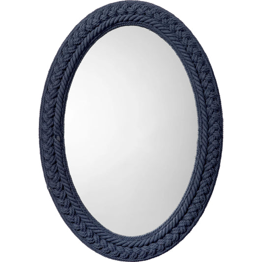 Club Mirror by The Livingston Collection in indigo. Made from cotton rope, glass mirror, mdf in a unique style.