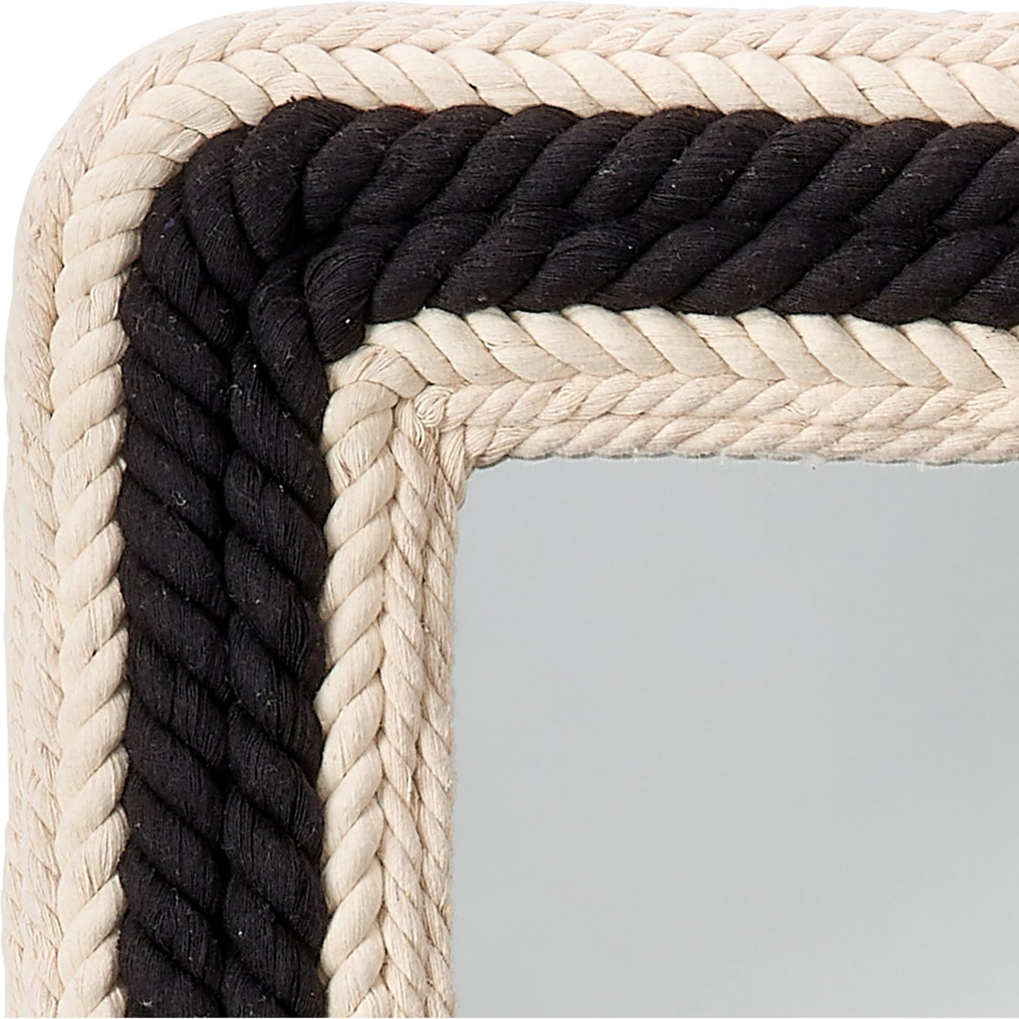 004 SI-1961219 | Closeup | Contrast Rectangle Mirror by Lifestyle by JY in black & off white. Made from cotton, jute in a cottage & farmhouse style.