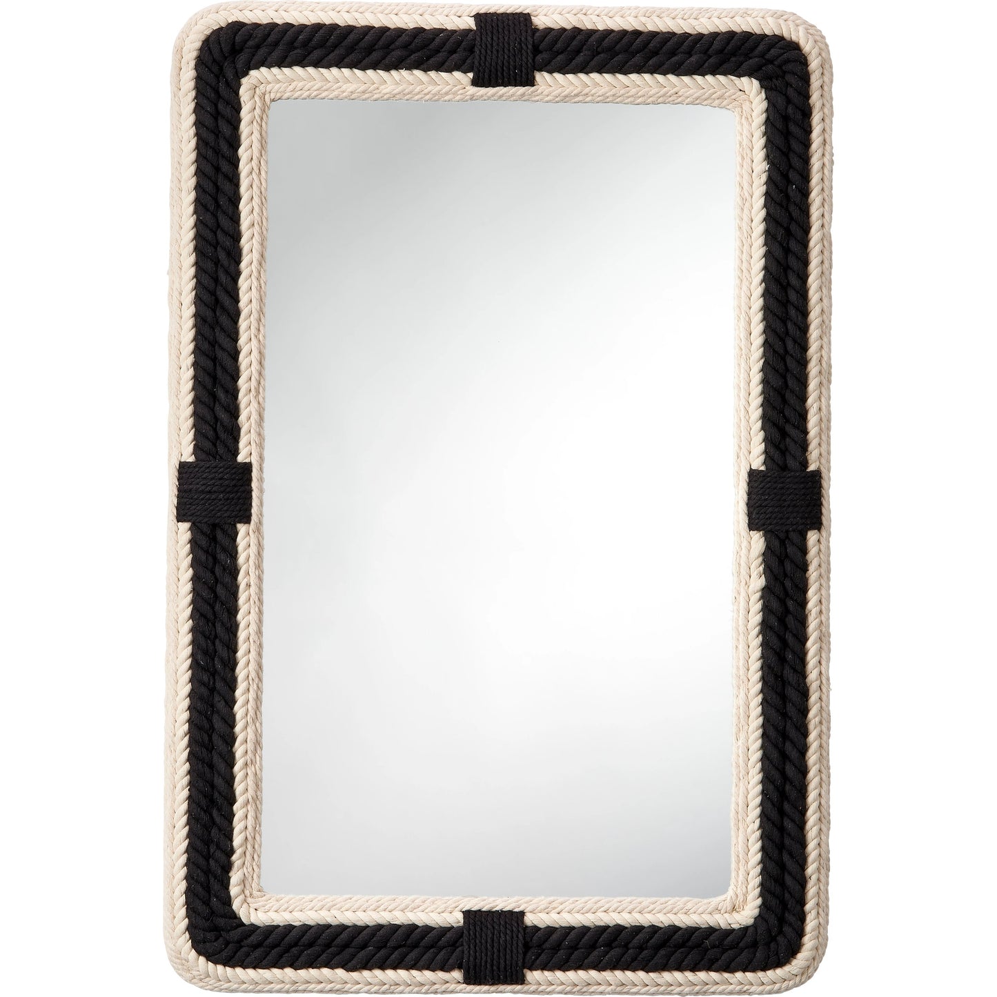 001 SI-1961219 | Primary Silo | Contrast Rectangle Mirror by Lifestyle by JY in black & off white. Made from cotton, jute in a cottage & farmhouse style.