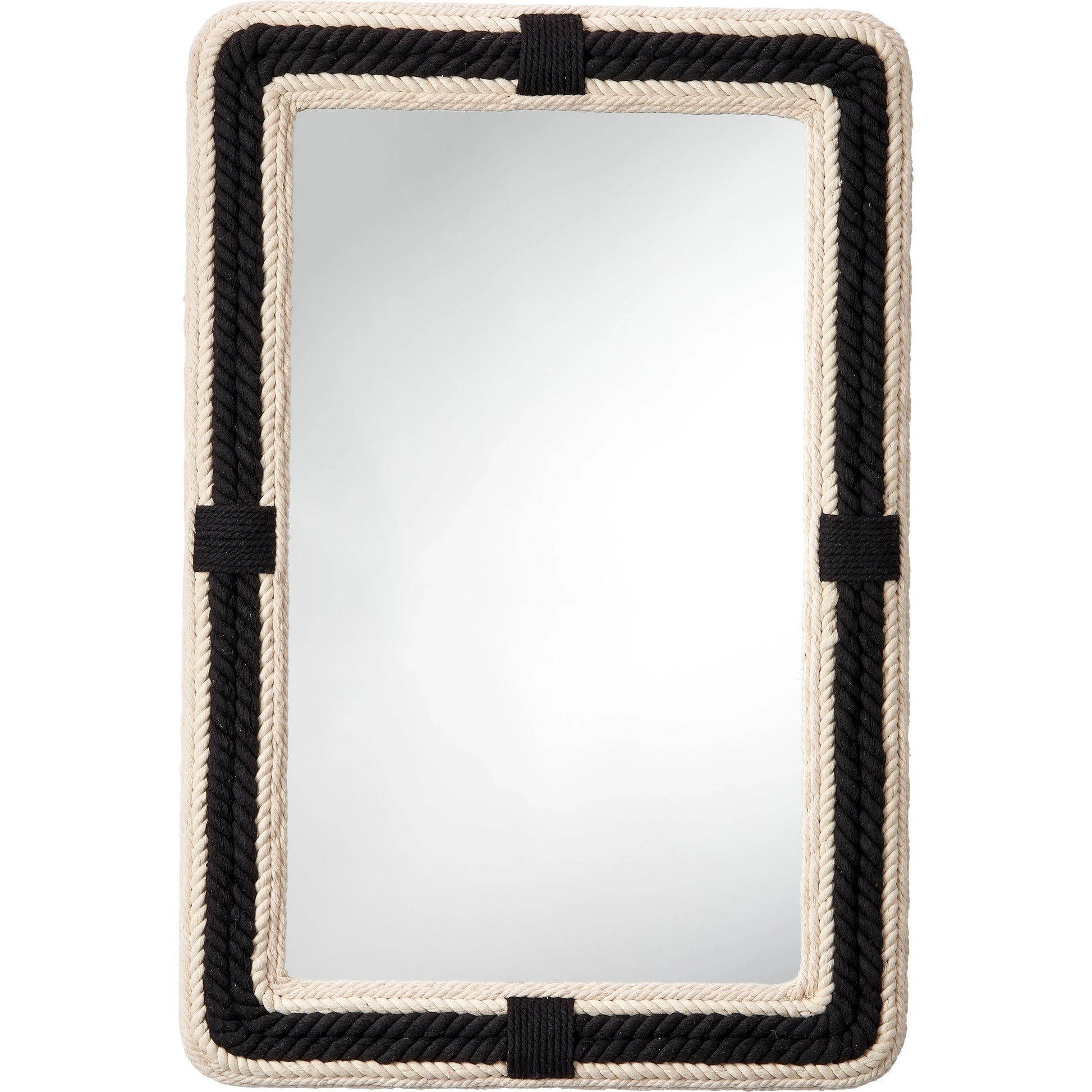 Contrast Rectangle Mirror by Lifestyle by JY in black & off white. Made from cotton, jute in a cottage & farmhouse style.