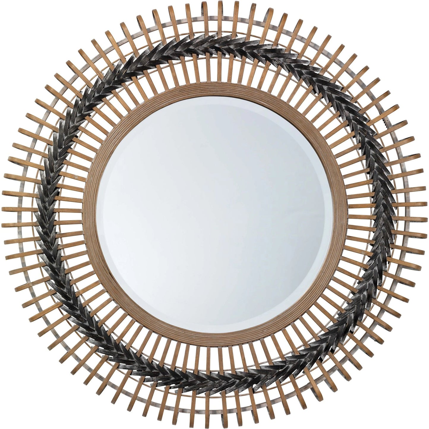 001 SR-867140 | Additional Silo | Grove Braided Mirror by Lifestyle by JY in gray, natural. Made from bamboo in a modern style.