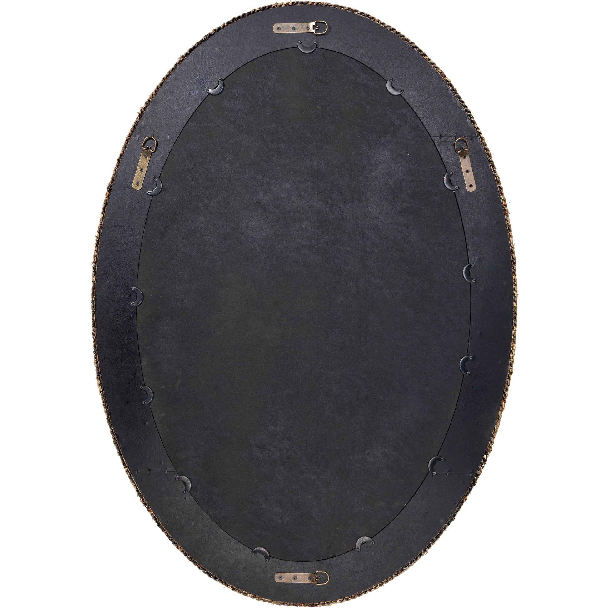 Lark Braided Oval Mirror by Jamie Young in natural seagrass. Made from seagrass in a coastal style.