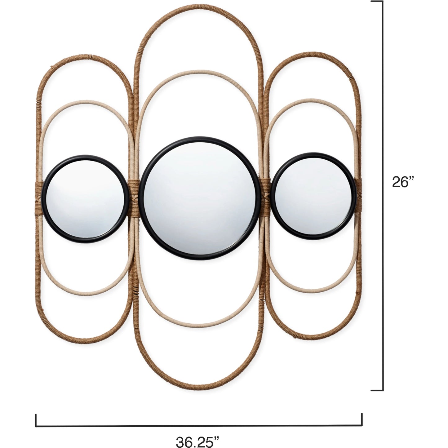 002 SI-1961266 | Additional Silo | Milo Decorative Mirror by Lifestyle by JY. Made from jute rope, metal, glass in a modern style.