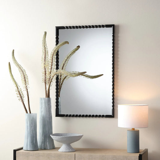 Particle Mirror by The Livingston Collection in black and satin black metal. Made from metal: iron, mdf, mirror in a unique style.