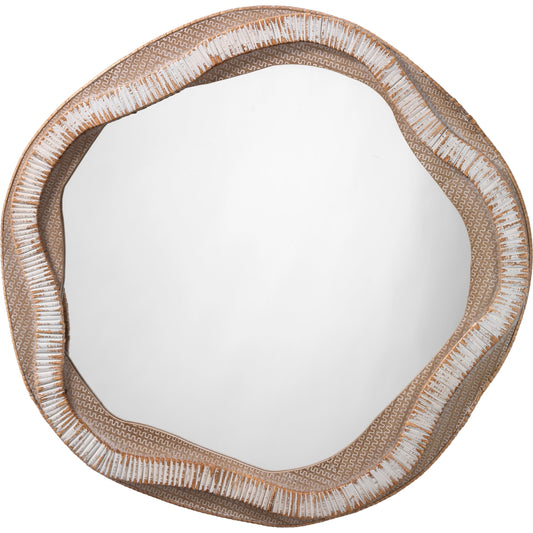 River Organic Mirror by The Livingston Collection in beige, cream rattan, wood. Made from wood in a eclectic & global style.