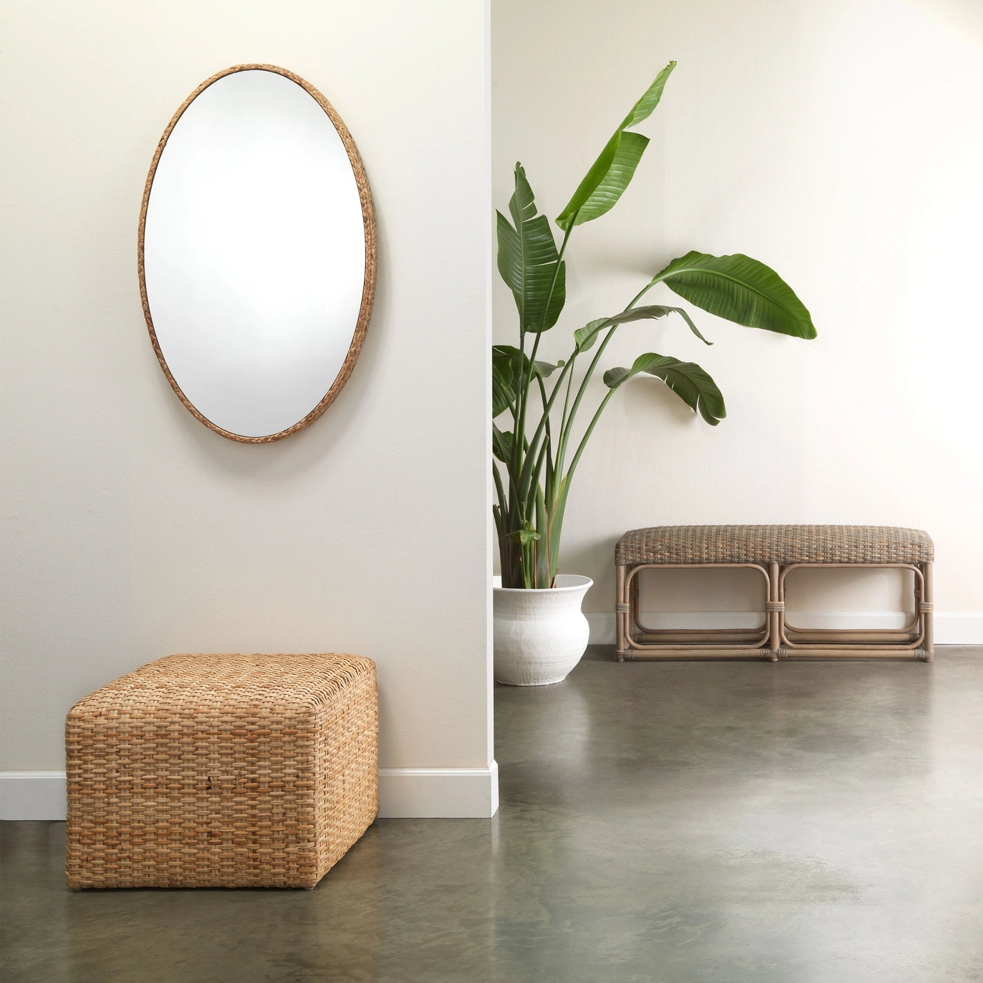 Sparrow Braided Oval Mirror by Lifestyle by JY in natural seagrass. Made from seagrass in a eclectic & global style.