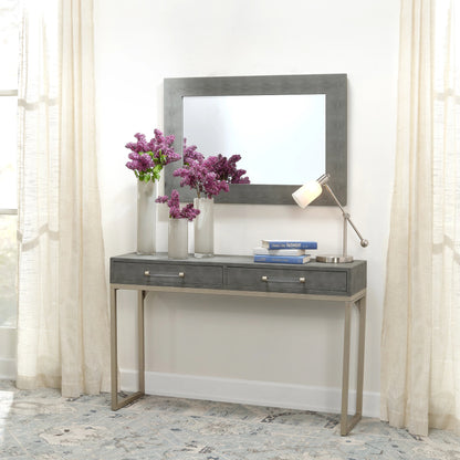 Structure Rectangle Mirror by Lifestyle by JY. Made from faux shagreen and glass in a modern style.