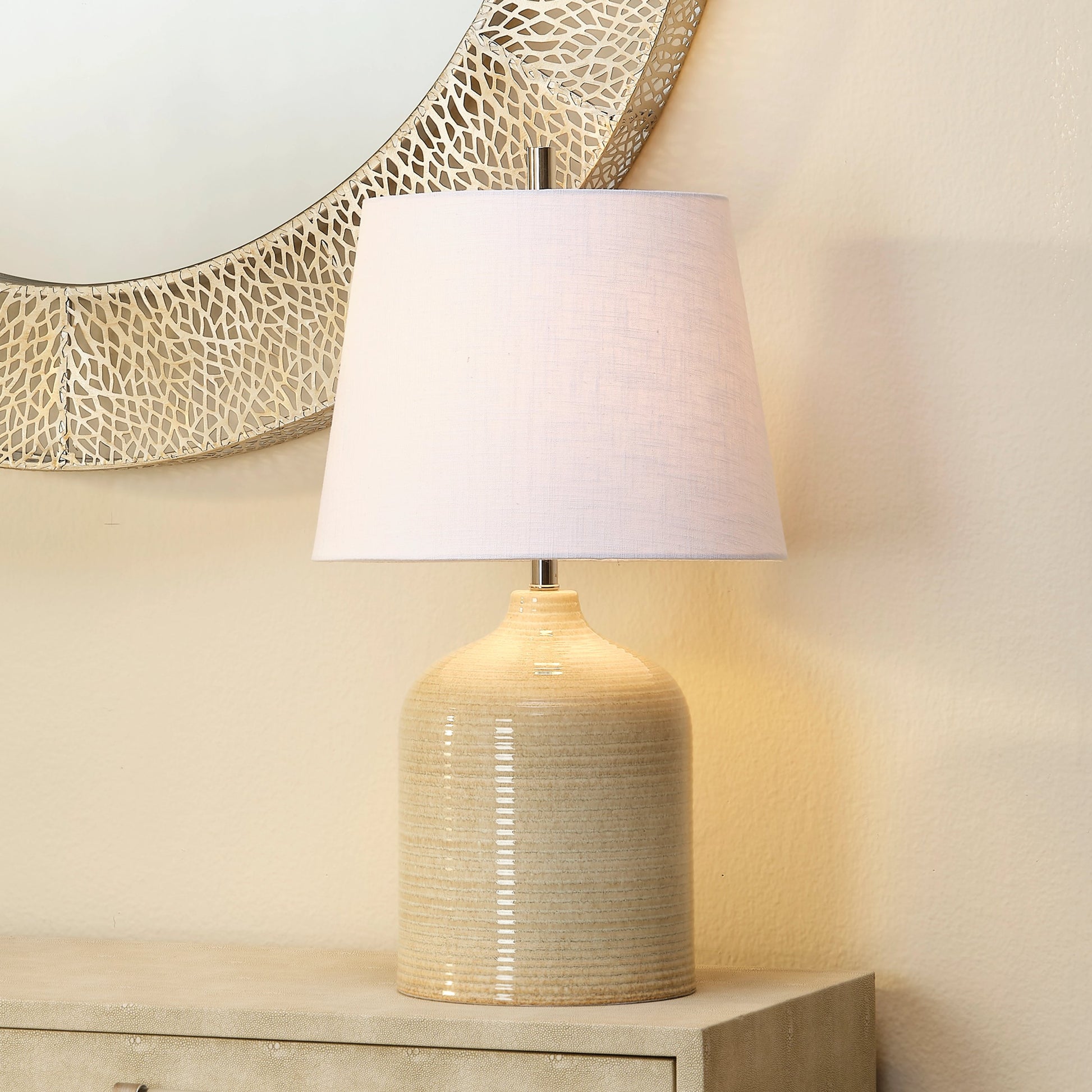 Au Lait Table Lamp by Lifestyle by JY in taupe. Made from ceramic in a modern style.