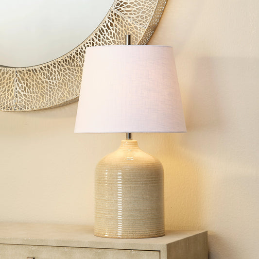 Au Lait Table Lamp by The Livingston Collection in taupe. Made from ceramic in a modern style.