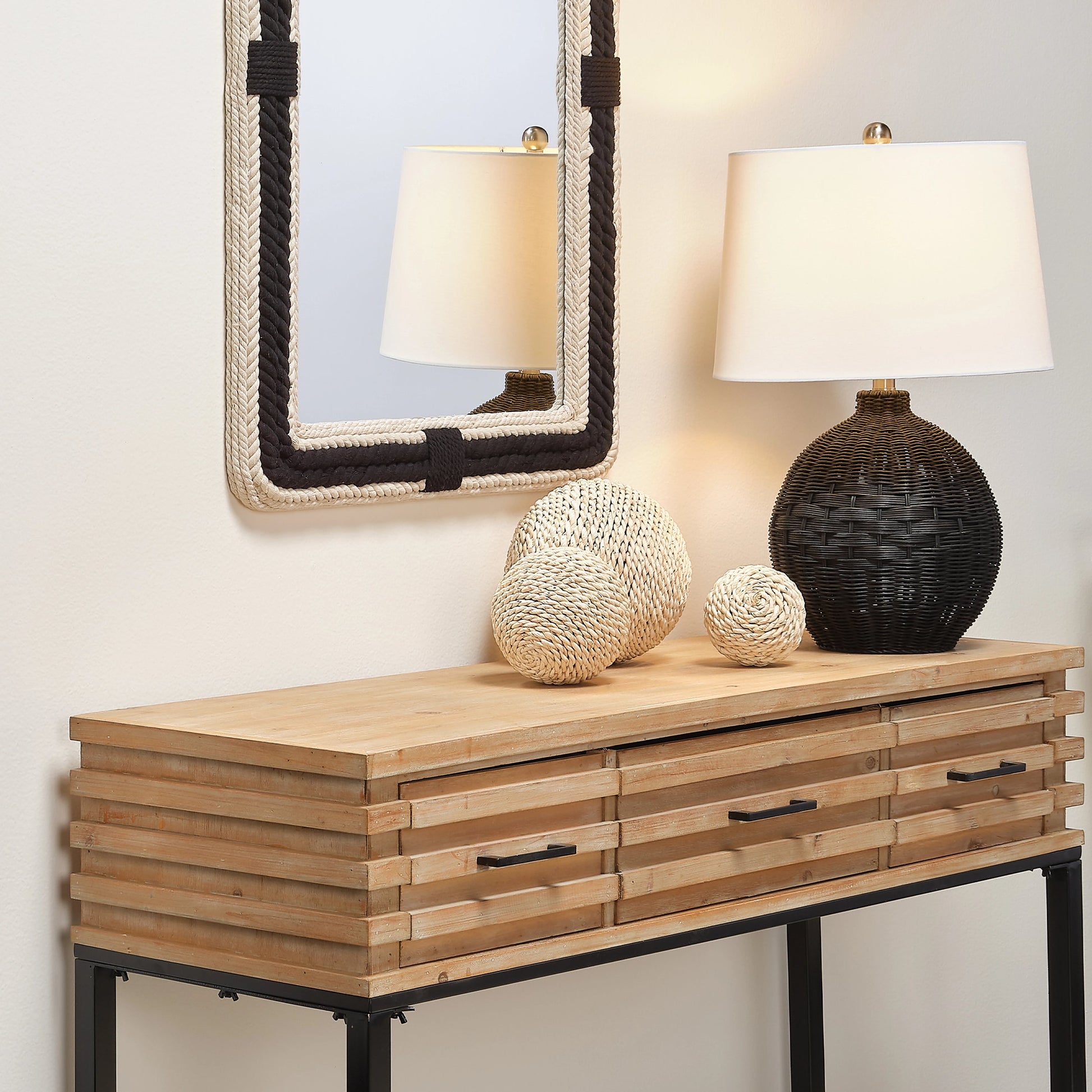 Cape Table Lamp by Lifestyle by JY. Made from rattan in a cottage & farmhouse style.
