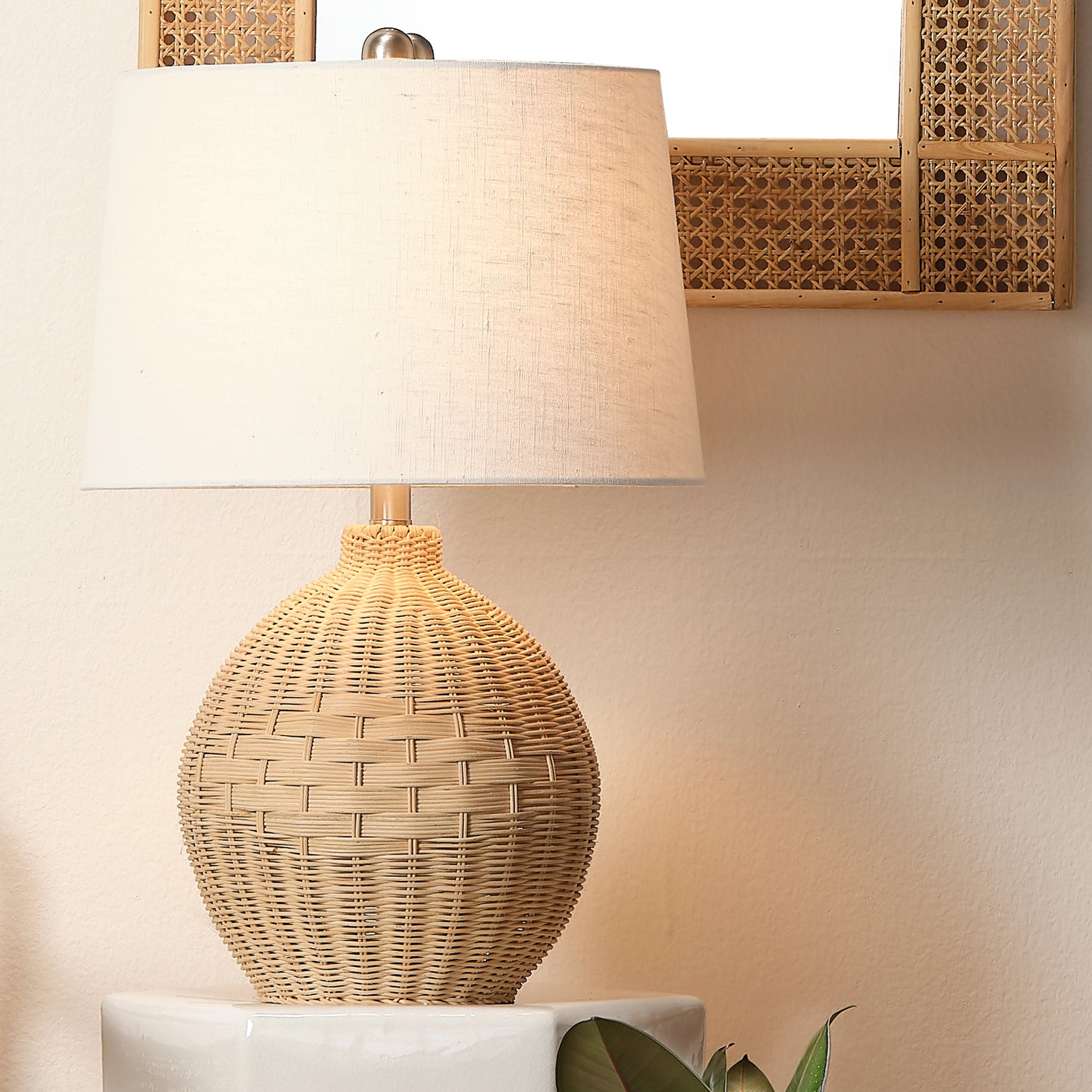 Cape Table Lamp by Lifestyle by JY. Made from rattan in a cottage & farmhouse style.