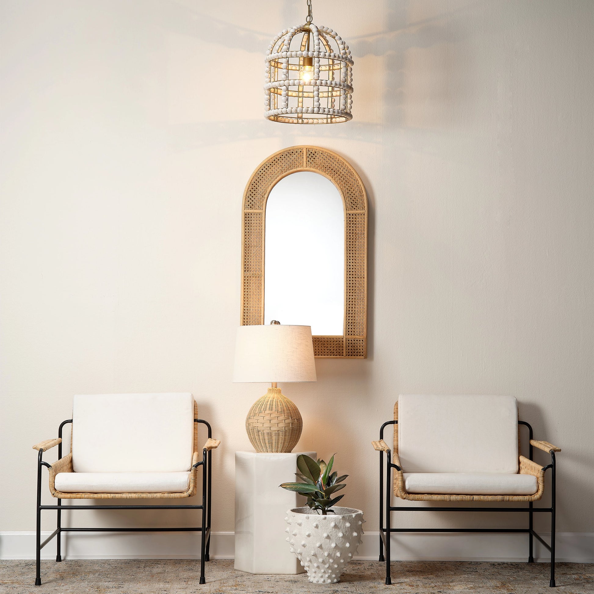 Cape Table Lamp by Lifestyle by JY. Made from rattan in a cottage & farmhouse style.