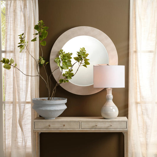Droplet Table Lamp by The Livingston Collection in blue, white glaze. Made from ceramic in a coastal style.