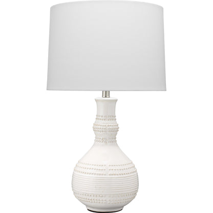 Droplet White Table Lamp by Jamie Young in white. Made from ceramic in a coastal style.