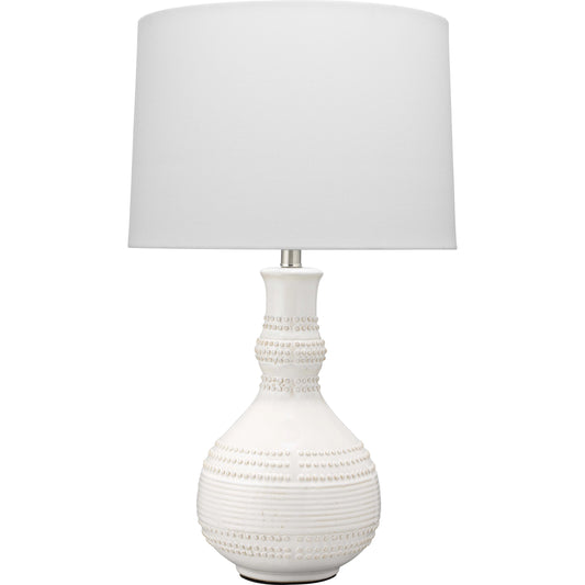 Droplet White Table Lamp by Jamie Young in white. Made from ceramic in a coastal style.