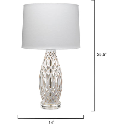 Filigree Table Lamp by Lifestyle by JY in pale blue. Made from ceramic in a coastal style.