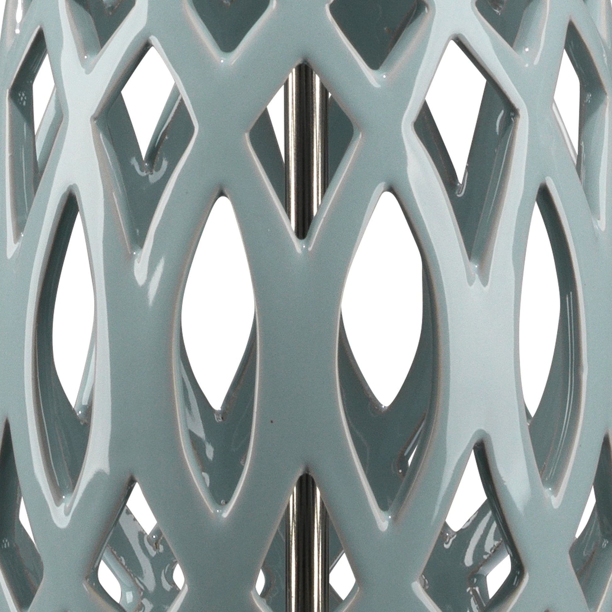 Filigree Table Lamp by Lifestyle by JY in pale blue. Made from ceramic in a coastal style.