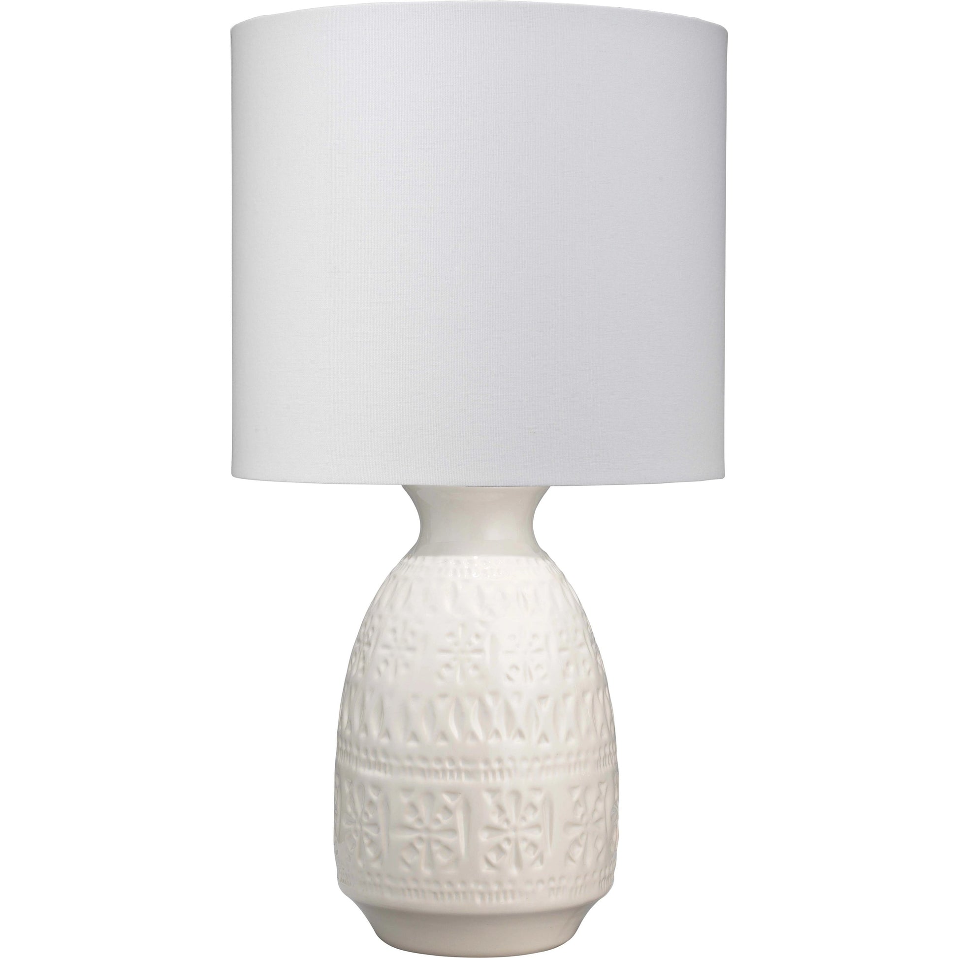 Frieze Table Lamp by Lifestyle by JY in white. Made from ceramic in a cottage & farmhouse style.