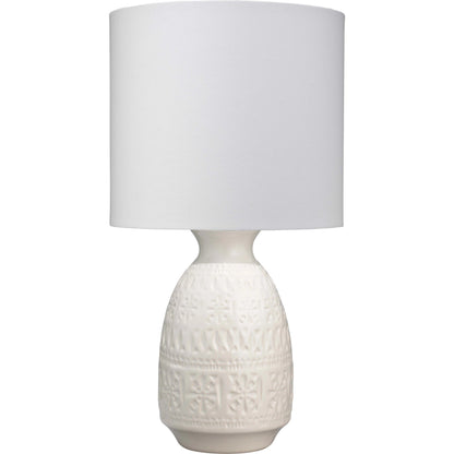 Frieze Table Lamp by Lifestyle by JY in white. Made from ceramic in a cottage & farmhouse style.
