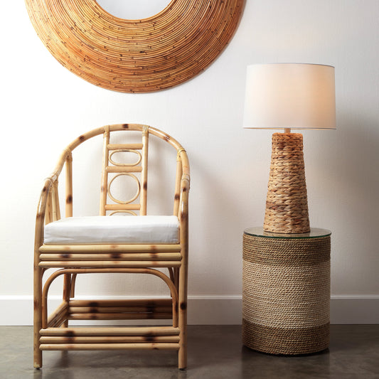 Haven Table Lamp by The Livingston Collection in natural seagrass. Made from seagrass in a coastal style.