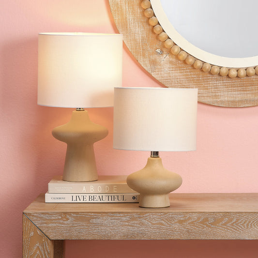 Oliver Table Lamp by The Livingston Collection in beige. Made from ceramic in a modern style.
