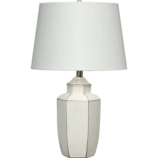 Outline Table Lamp by The Livingston Collection in white. Made from ceramic in a modern style.