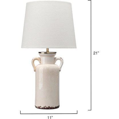 Piper Table Lamp by Lifestyle by JY in cream. Made from ceramic in a cottage & farmhouse style.