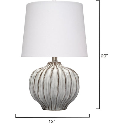Reef Table Lamp by Jamie Young in grey and reactive grey glaze. Made from ceramic in a modern style.