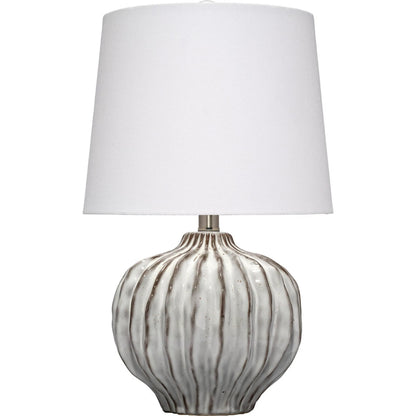 Reef Table Lamp by Jamie Young in grey and reactive grey glaze. Made from ceramic in a modern style.