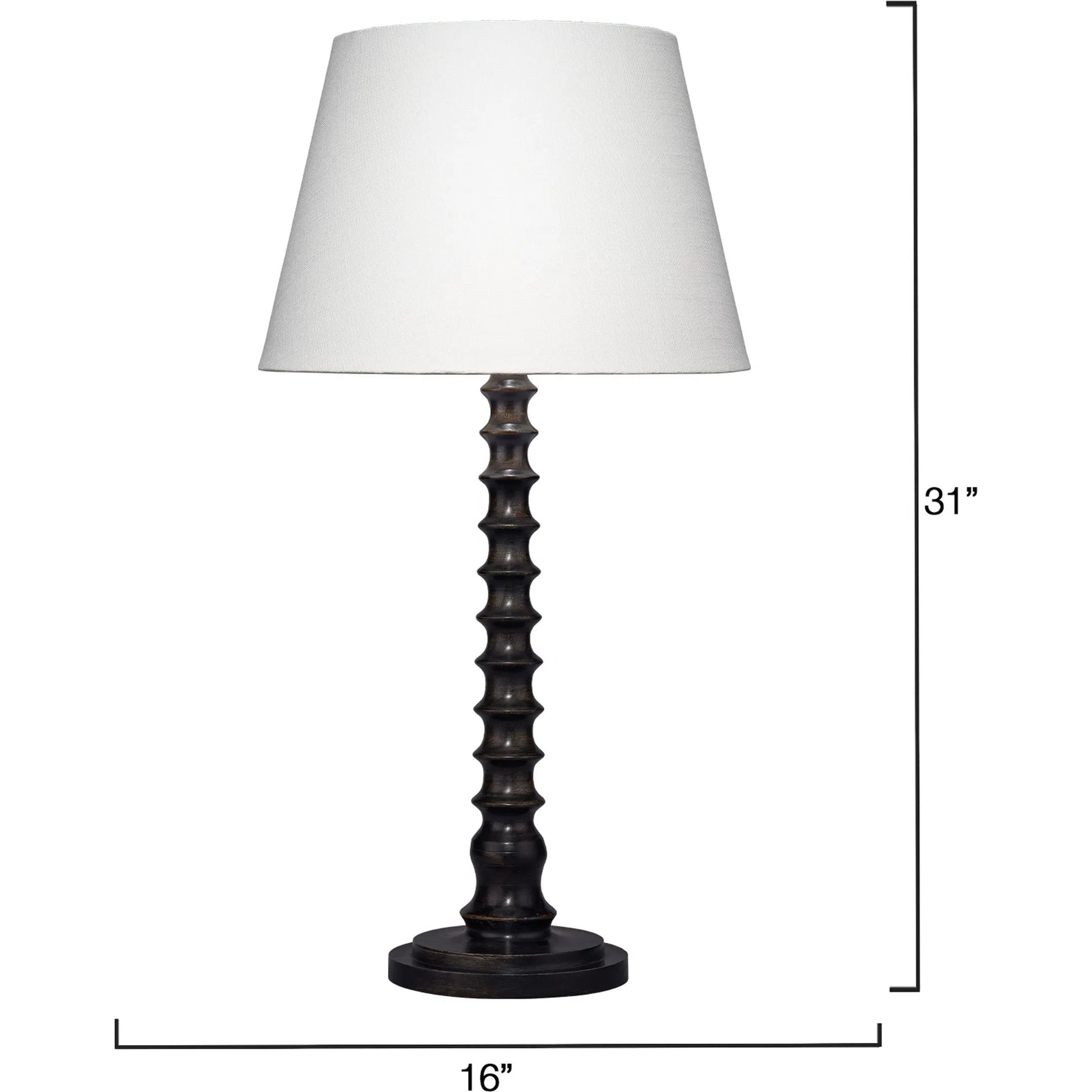 Revolution Table Lamp by Jamie Young. Made from mango wood in a traditional style.
