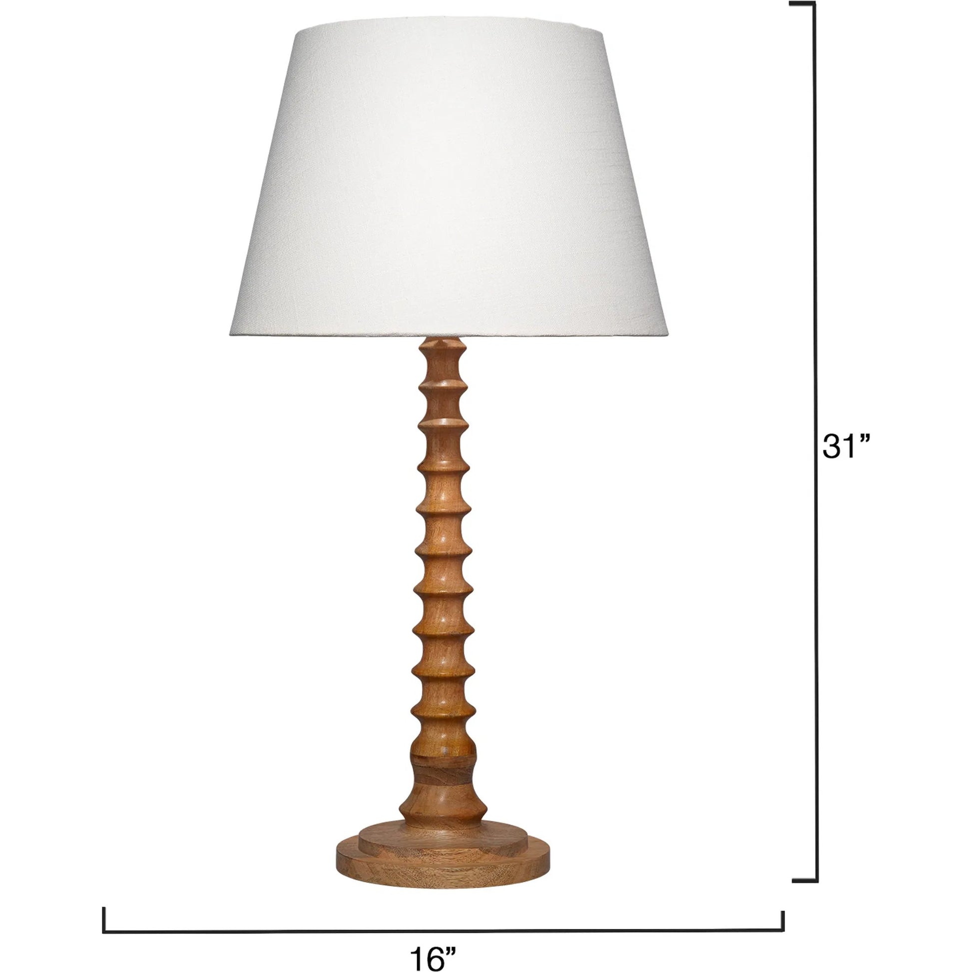 Revolution Table Lamp by Jamie Young. Made from mango wood in a traditional style.