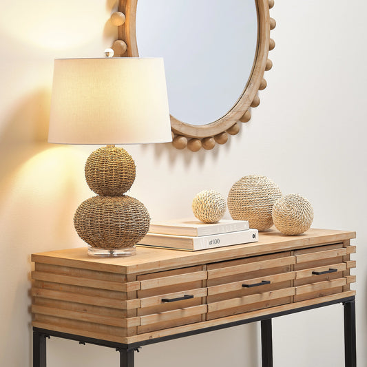 Sebastian Table Lamp by The Livingston Collection. Made from seagrass in a cottage & farmhouse style.