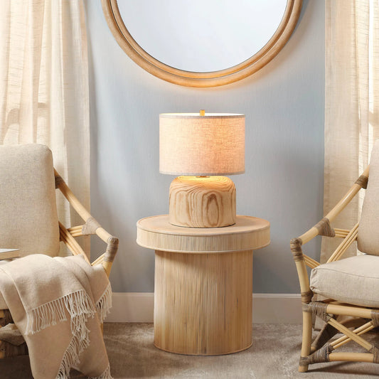 Timber Table Lamp by The Livingston Collection in natural and natural paulownia wood. Made from paulownia wood in a unique style.