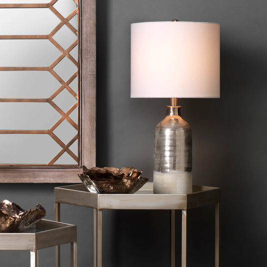 Varnish Table Lamp by The Livingston Collection in silver, off white. Made from ceramic in a modern style.