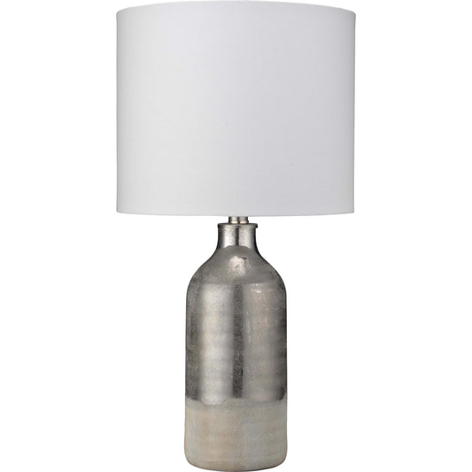 Varnish Table Lamp by The Livingston Collection in silver, off white. Made from ceramic in a modern style.
