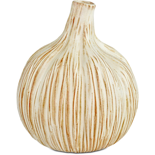 Garlic Bulb by Currey and Company in milky white. Made from terracotta in a modern style.
