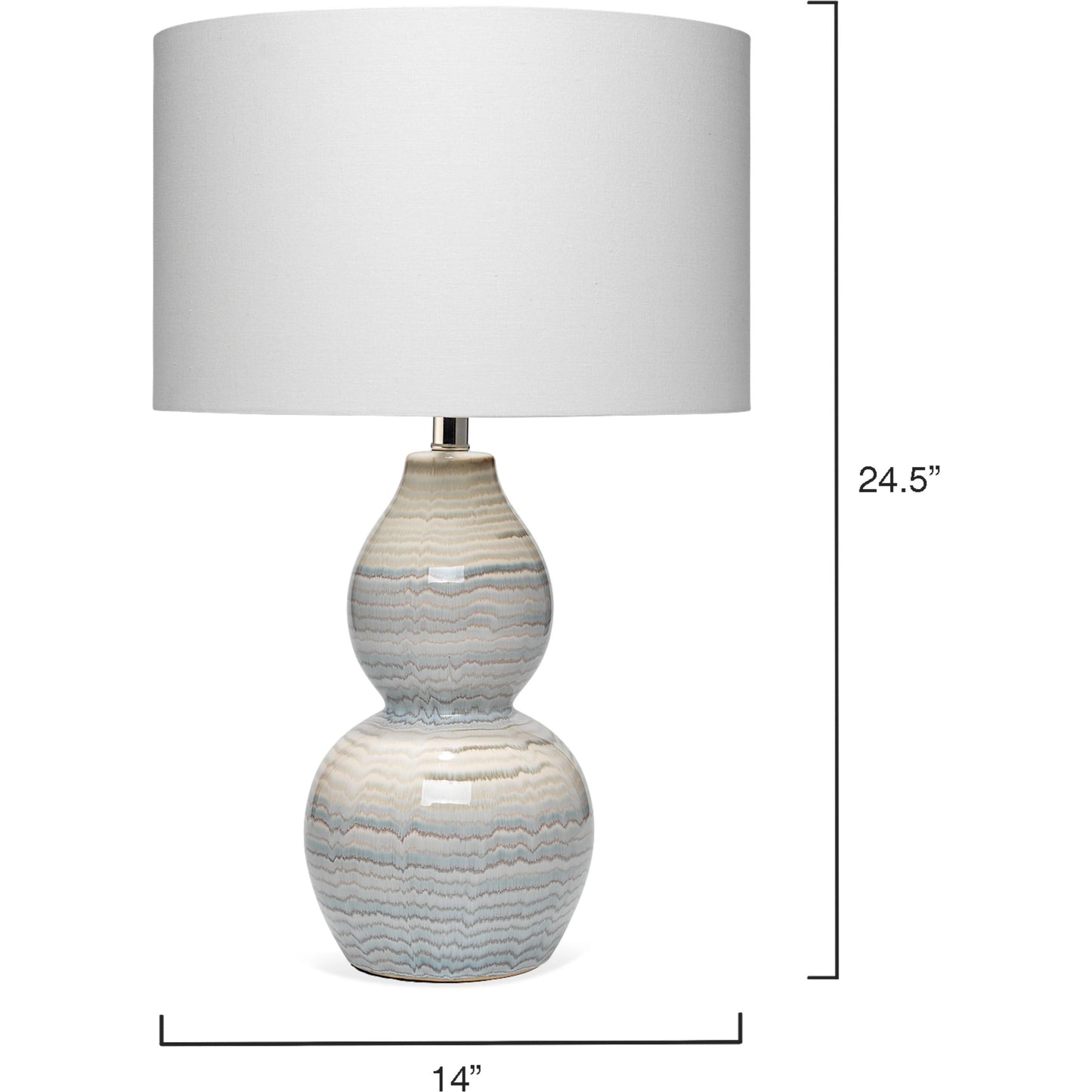 002 SR-819631 | Additional Silo | Catalina Wave Table Lamp by Jamie Young in white, blue patterned ceramic. Made from ceramic, linen in a modern style.