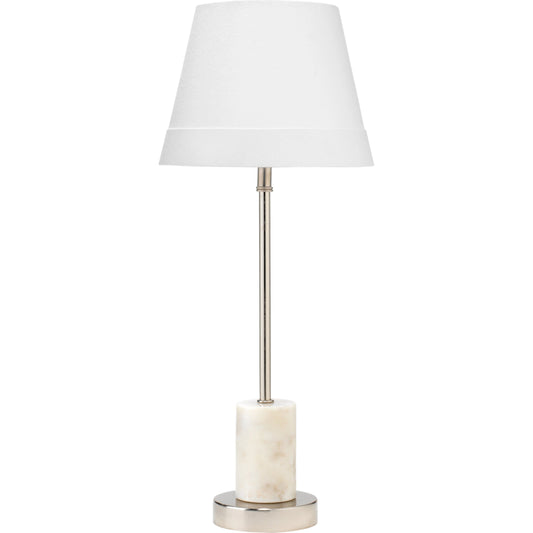Darcey Table Lamp by The Livingston Collection in white marble, nickel metal. Made from metal, marble in a transitional style.