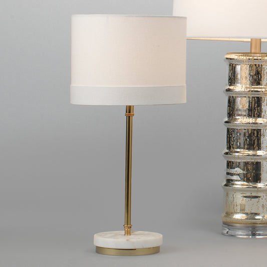 Grace Table Lamp by Jamie Young in white marble, antique brass metal. Made from metal, marble in a transitional style.