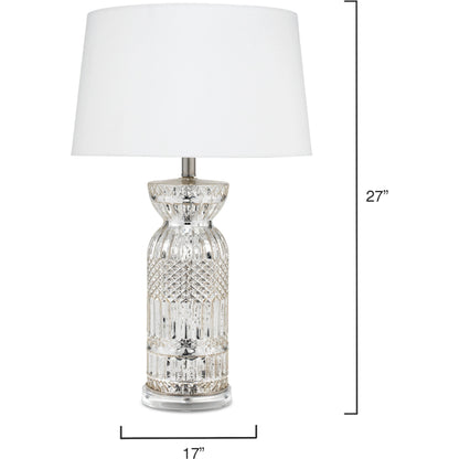 Isla Table Lamp by Lifestyle by JY in silver mercury glass. Made from silver mercury glass in a modern style.