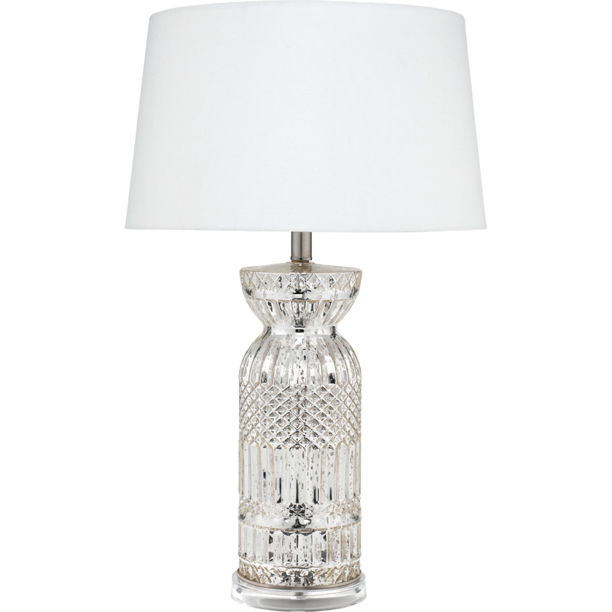 Isla Table Lamp by Lifestyle by JY in silver mercury glass. Made from silver mercury glass in a modern style.