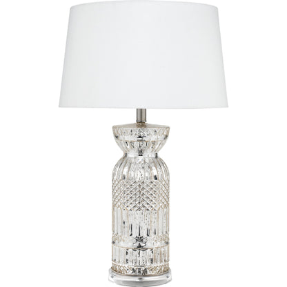 Isla Table Lamp by Lifestyle by JY in silver mercury glass. Made from silver mercury glass in a modern style.