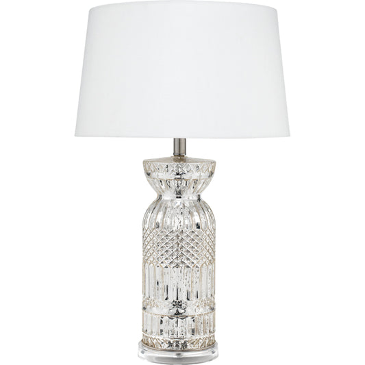 Isla Table Lamp by The Livingston Collection in silver mercury glass. Made from silver mercury glass in a modern style.
