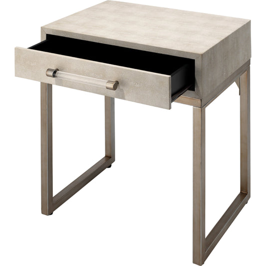 Kain Side Table by The Livingston Collection. Made from iron, faux patterned leather in a transitional style.