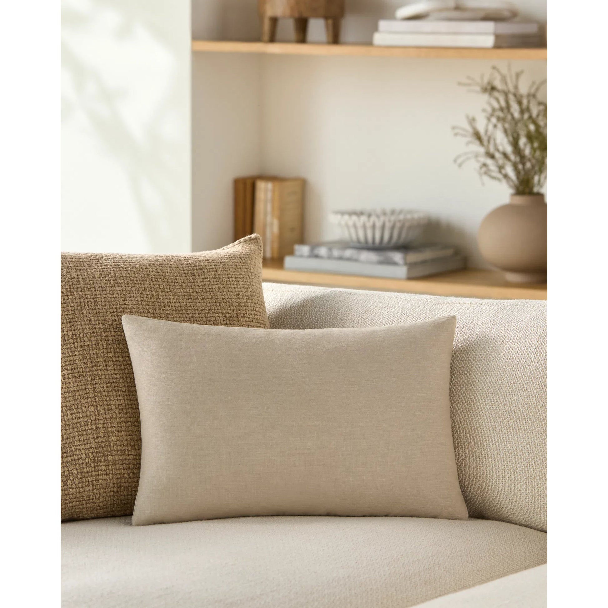 Linen Solid Pillow - 19229 by Livabliss in null. Made from front: 100% linen, back: 100% linen in a modern style.