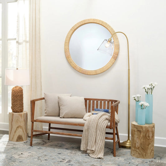 Lawrence Table Lamp by The Livingston Collection in natural rope. Made from rope, linen in a coastal style.