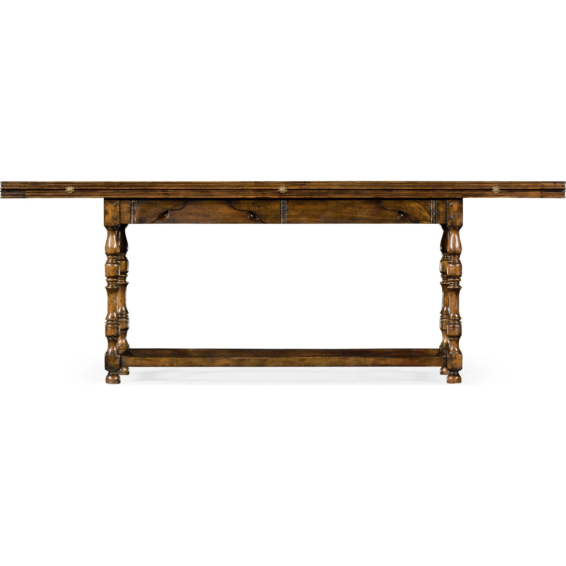 Casual Accents Small Walnut Hunt Table by Jonathan Charles in brown and medium walnut country distressed. Made from acacia in a traditional style.