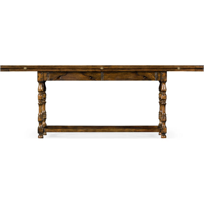 Casual Accents Small Walnut Hunt Table by Jonathan Charles in brown and medium walnut country distressed. Made from acacia in a traditional style.
