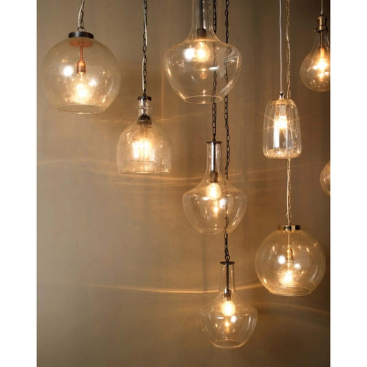 Luca Pendant by Lifestyle by JY in antique brass, seeded glass. Made from glass, metal in a modern style.